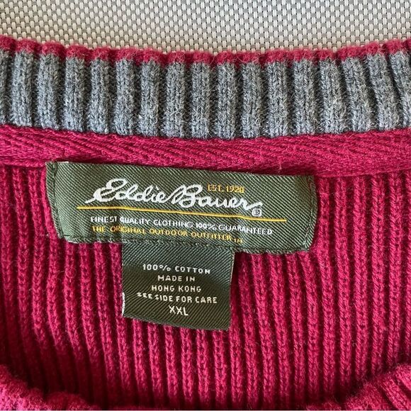 Eddie Bauer Burgundy Cotton Crewneck Knit Sweater Men’s Size XXL - Picture 7 of 9